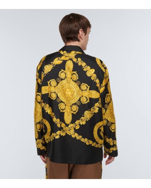 Versace Black & Gold Maschera Baroque Silk Shirt for men