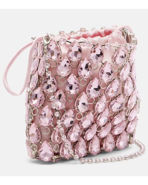 Self-Portrait Pink Mini Embellished Chainmail Clutch