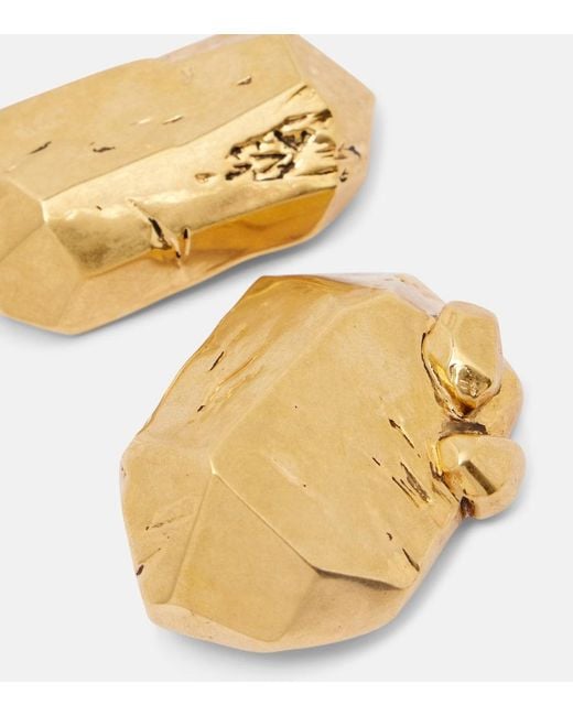 Saint Laurent Yellow Organic Clip-On Earrings