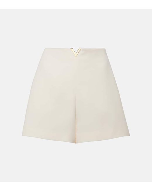 Valentino White High-Rise Shorts VGold aus Crepe Couture