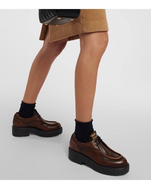 Miu Miu Brown Leather Platform Brogues
