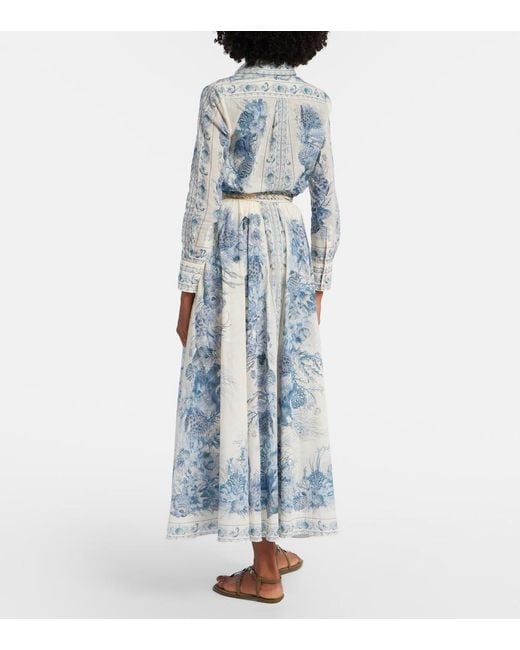 Zimmermann Blue Wanderlust Cotton Maxi Skirt