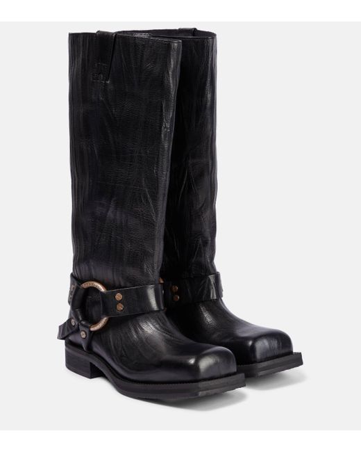 Acne Black Balius Leather Knee-high Boots