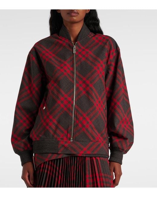 Burberry Red Check Bomber Jacket