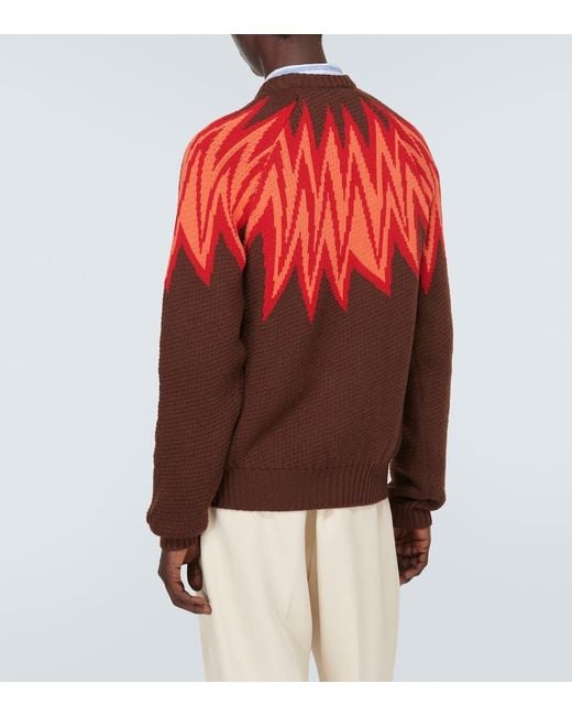 Jersey de lana virgen en jacquard con logo Marni de hombre de color Red