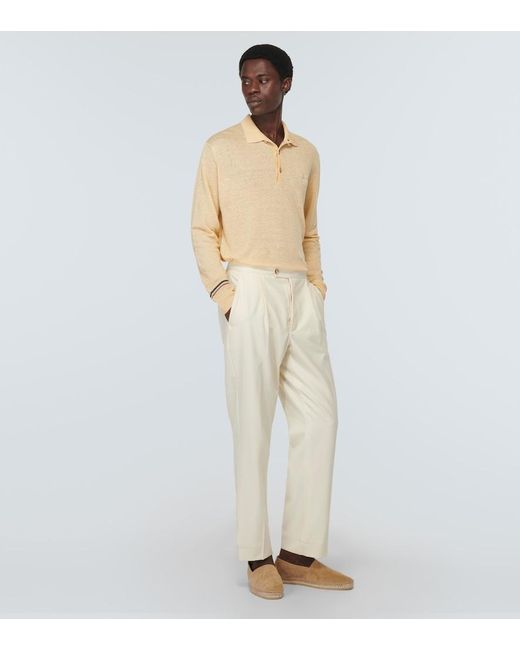 Etro Natural Linen And Cotton Polo Sweater for men