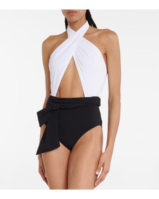 Karla Colletto White Cutout Halterneck Swimsuit