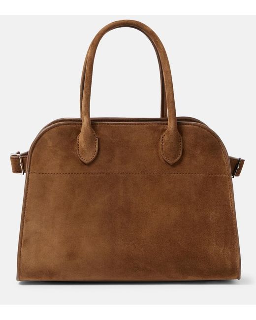 The Row Brown Soft Margaux 10 Suede Tote Bag