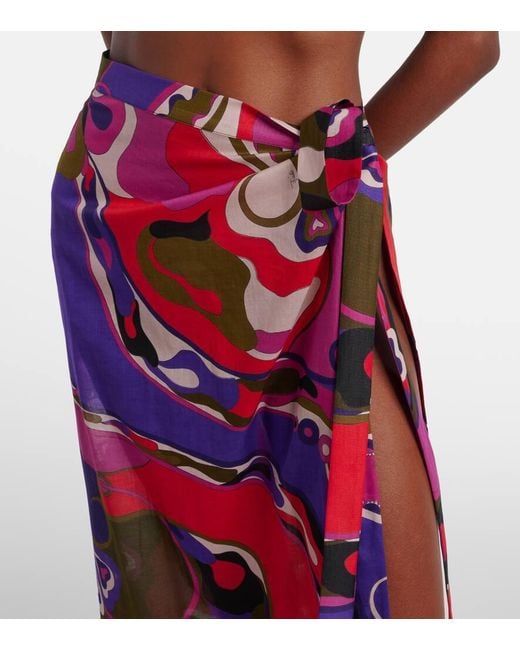 Falda Envolvente Orchidee De Algodon Emilio Pucci de color Purple