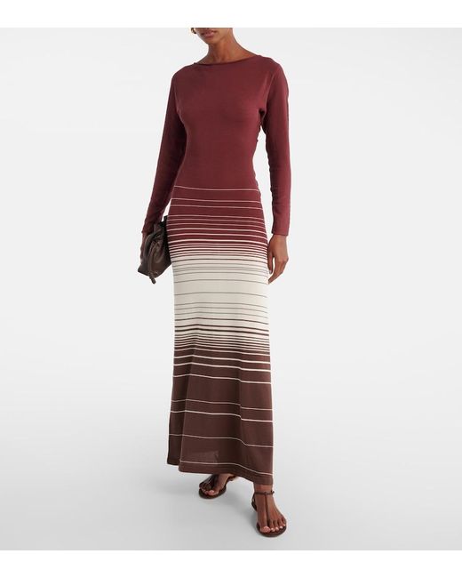 Faithfull The Brand Purple Idun Striped Cotton-Blend Maxi Dress