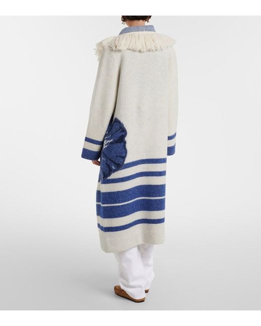Dorothee Schumacher Blue Poppy Garden Fringed Jacquard Coat