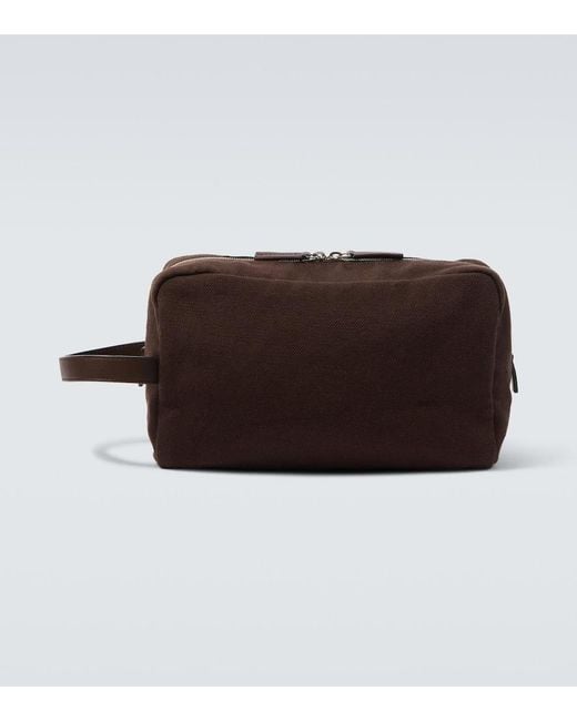 The Row Brown Astra Leather-Trimmed Canvas Pouch for men