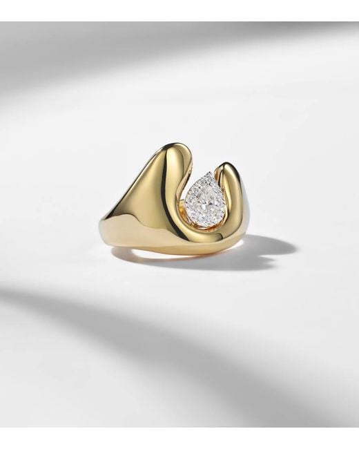 YEPREM White Ring Golden Strada Aus 18Kt Gelbgold Mit Diamanten