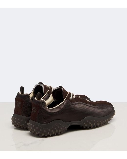 Miu Miu Black Bubble Suede-Trimmed Sneakers