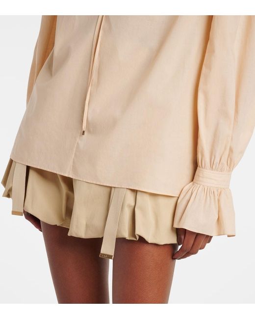Chloé Natural Ruffled Cotton Voile Blouse