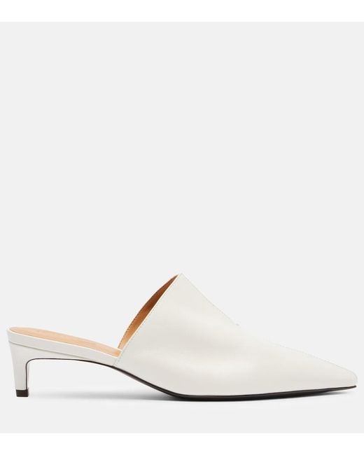 Tod's White Leather Mules