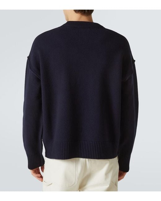 AMI Blue Ami Paris Paris Ami De Coeur Intarsia-logo Jumper for men