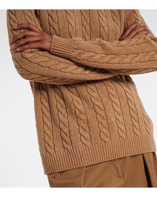 The Row Brown Lido Cable-Knit Wool Sweater