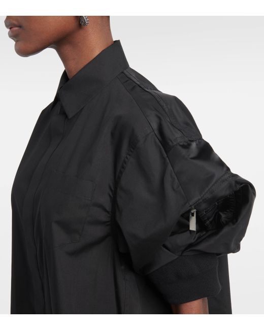 Robe chemise en coton melange Sacai en coloris Black
