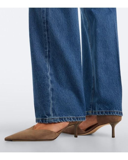 Victoria Beckham Brown Victoria Angle D'Orsay Suede Pumps