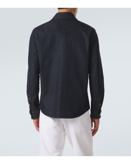 Moncler Blue Denim Shirt for men