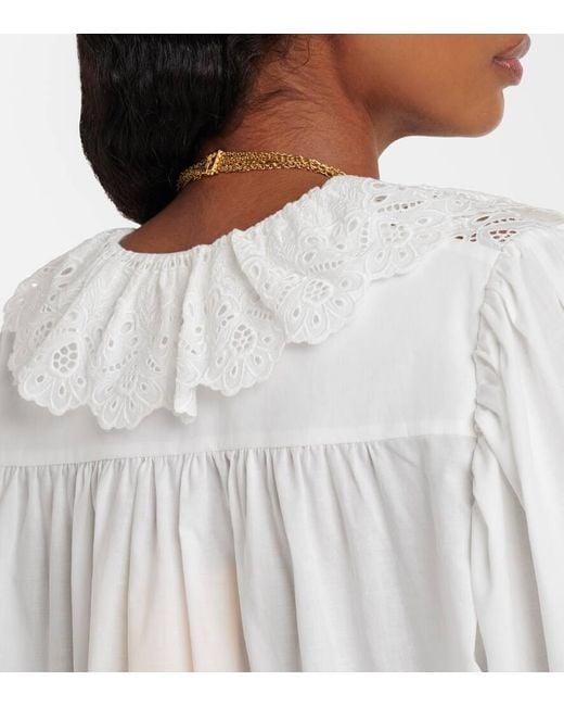Chloé White Broderie Anglaise Cotton Top