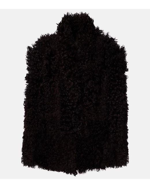 Nour Hammour Black Amara Shearling Coat