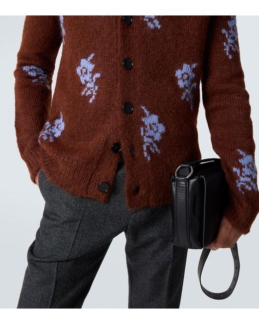 Jil Sander Brown Intarsia Alpaca And Wool-Blend Cardigan for men