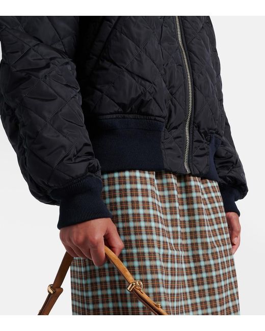 Prada Blue Hooded Quilted Jacket