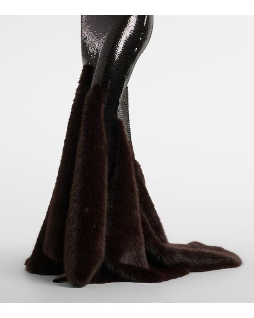 Abito Lungo Con Paillettes di David Koma in Black