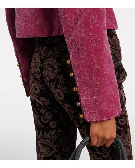 Veste Raccourcie En Velours De Coton A Fleurs Chloé en coloris Red