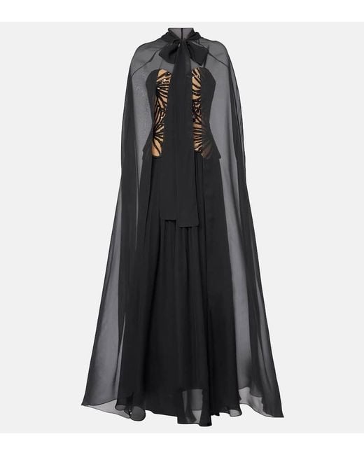 Elie Saab Black Sequined Silk-Blend Gown