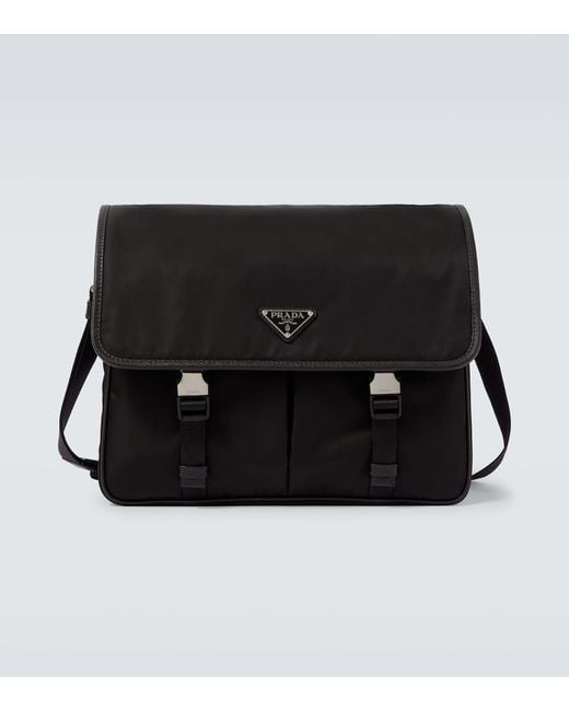 Prada Messenger Bag Aus Re-Nylon Mit Leder in Black für Herren