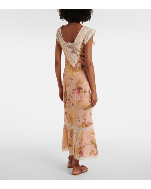 Zimmermann Natural Ascension Floral Cotton Midi Dress