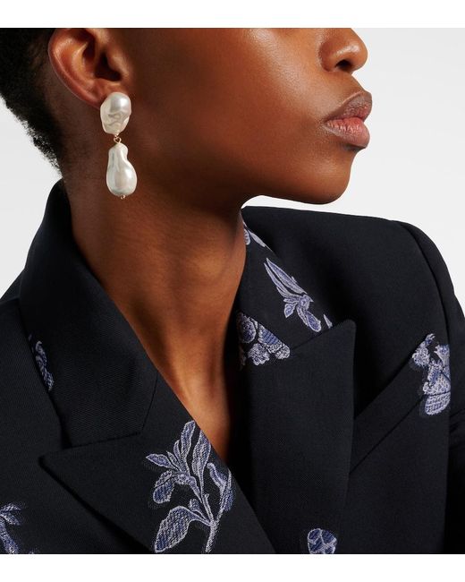 Erdem White Pearl Earrings