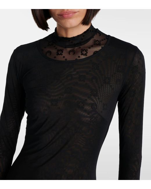 Vestido Largo De Malla Con Plumas Sinteticas MARINE SERRE de color Gray