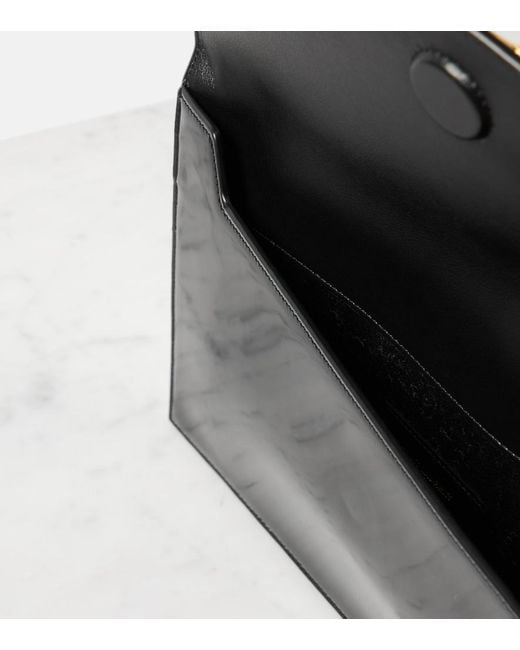 Saint Laurent Black Uptown Patent-Leather Pouch