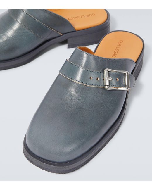 Our Legacy Blue Camion Leather Mules for men