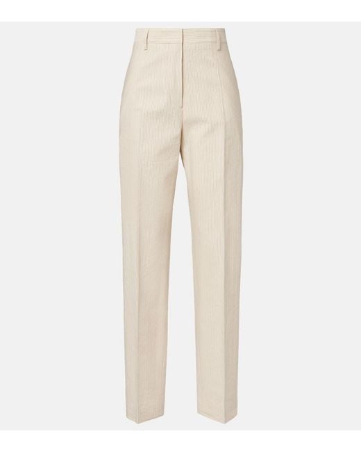 Dries Van Noten Natural Pilar Striped Cotton-Blend Straight Pants