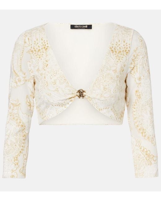 Roberto Cavalli Natural Embellished Top