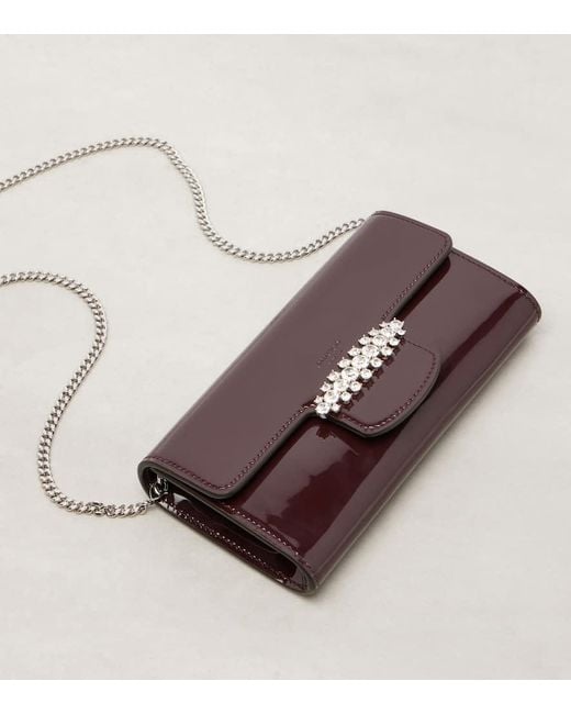 Jimmy Choo Red Bing Patent Leather Wallet On Chain