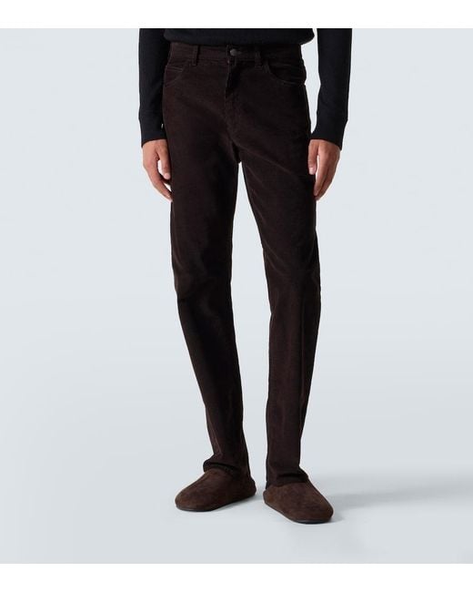 The Row Black Fred Cotton Corduroy Slim Pants for men
