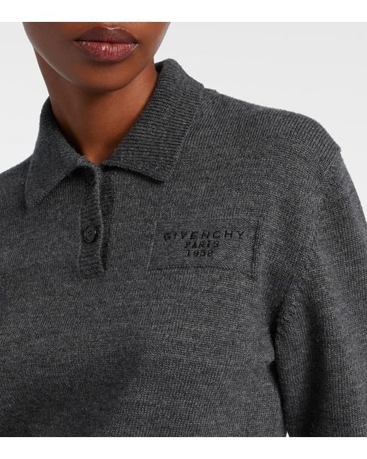 Givenchy Gray Cropped Wool And Alpaca Polo Sweater