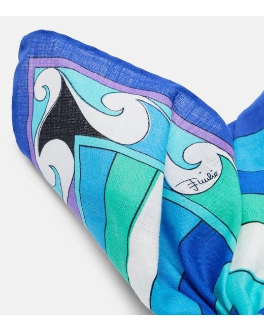 Emilio Pucci Blue Iride Bow-Detail Cotton Muslin Headband