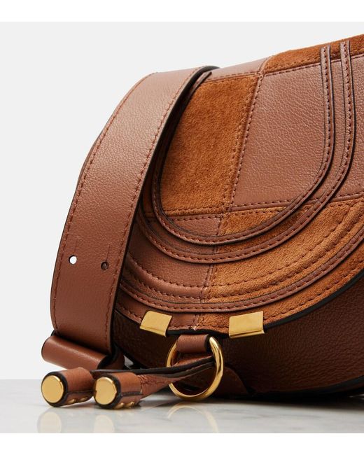 Chloé Brown Marcie Small Leather And Suede Crossbody Bag