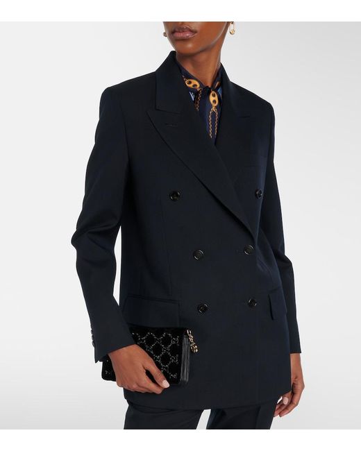 Gucci Blue Wool Melange Blazer