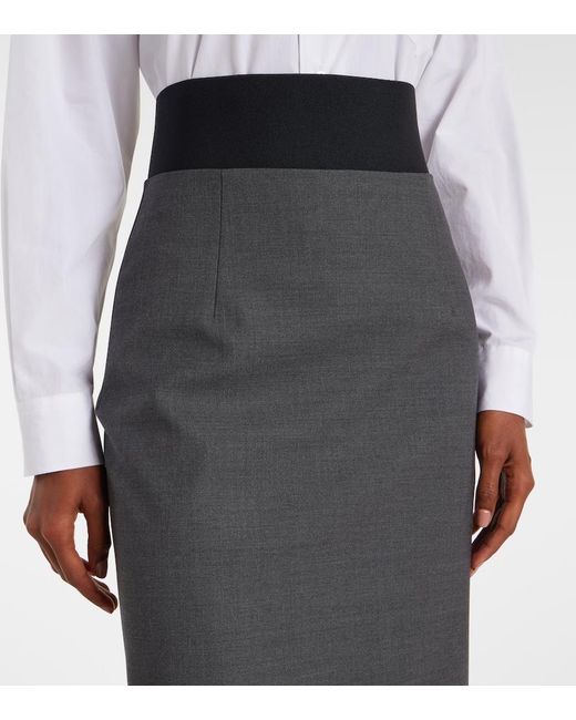 Sportmax Gray Finire Virgin Wool Pencil Skirt