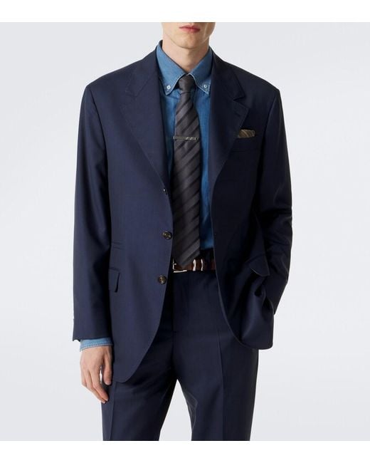 Brunello Cucinelli Blue Virgin Wool Suit for men