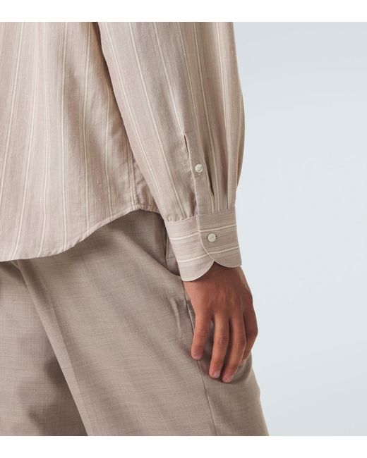 STÒFFA Natural Striped Cotton And Silk Shirt for men
