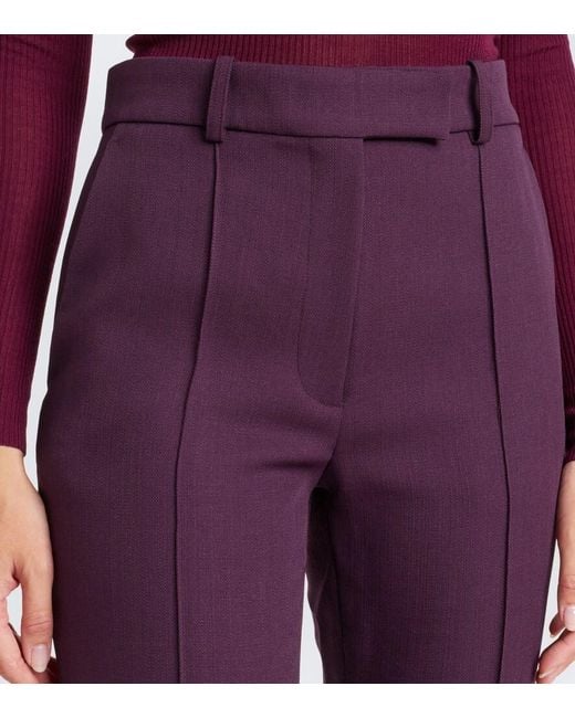 Alex Perry Purple Virgin Wool Flared Pants